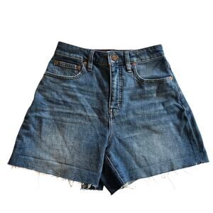 Madewell Curvy High-Rise Denim Shorts Womens Sz 25 Distress Raw Hem Cutoffs